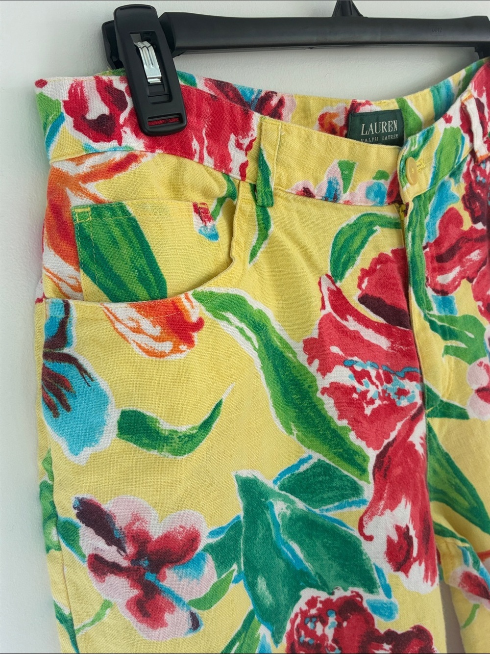 Ralph Lauren Yellow Floral Bermuda Shorts Red & Green Print - Picture 6 of 9